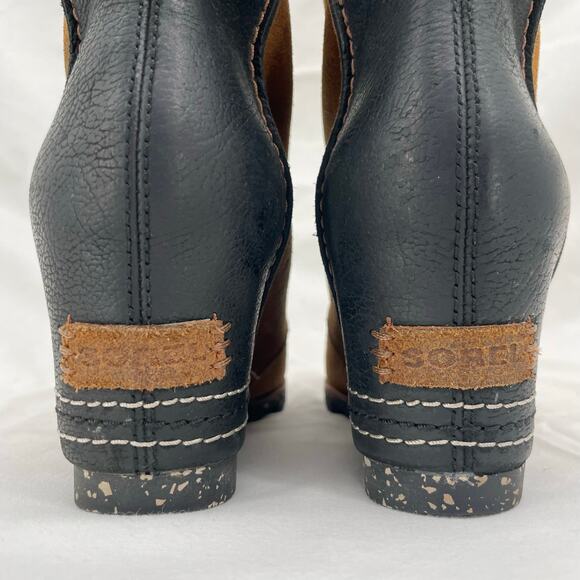 Sorel Cate the Great Elk Black & Tan Knee High Lace Up Suede Boots Size 9 - Picture 10 of 15